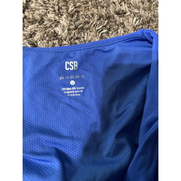 CSB Crop Shop Boutique Long Sleeve Blue Crop Top Twist Front L - Picture 2 of 3